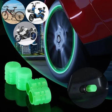 4pcs Luminous Tire Valve Caps Glowing Car Wheel Air Cap Set