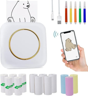 Portable Mini Pocket Thermal Printer Wireless, Inkless, Bluetooth